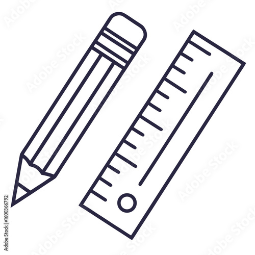 Pencil and ruler drawing measuring