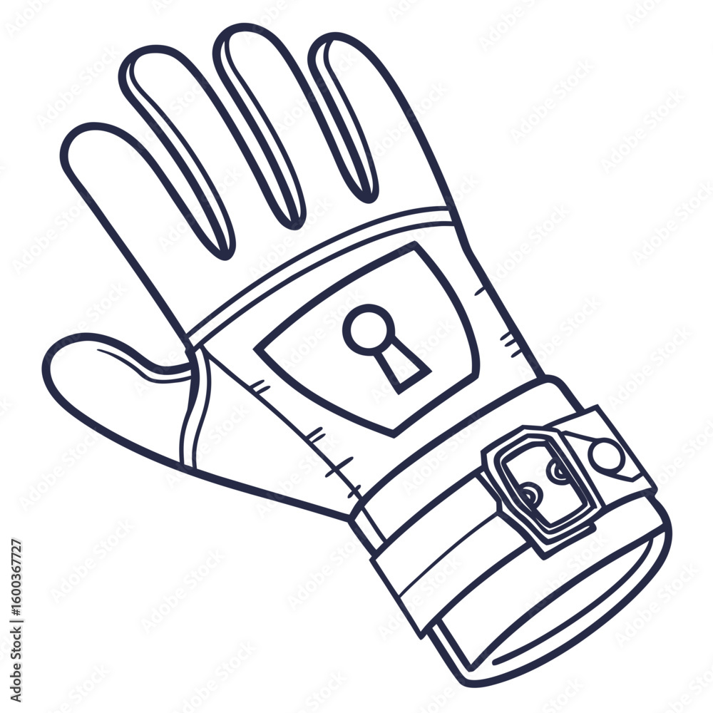 Protective glove with buckle and lock symbol hand protection Protective glove with buckle and lock symbol hand protection