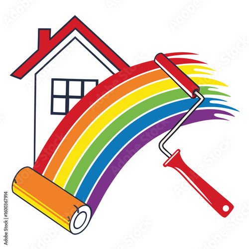 Rainbow paint roller house renovation painting