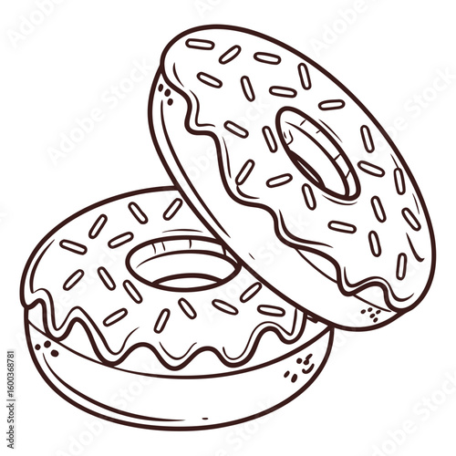 Two donuts with sprinkles on white background food sweet