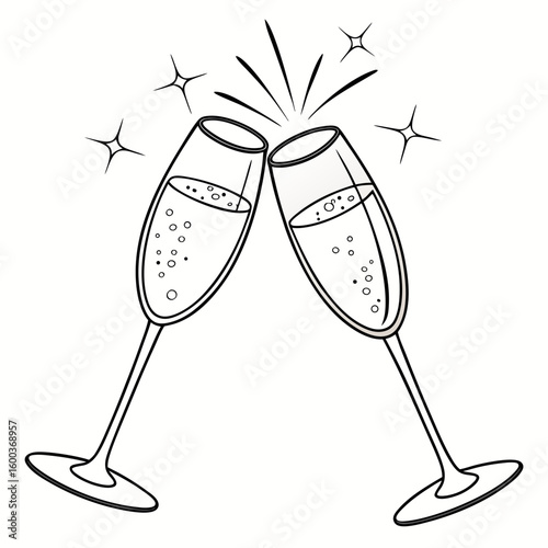 Sparkling champagne glasses clinking celebration toast
