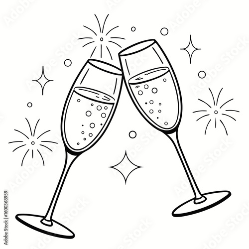 Sparkling champagne glasses clinking celebration bubbles