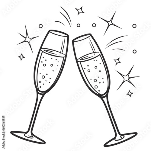 Sparkling champagne glasses clinking celebration toast