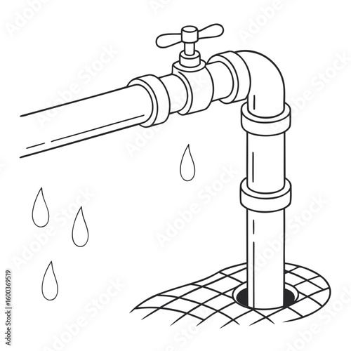 Water pipe with dripping faucet and drain plumbing
