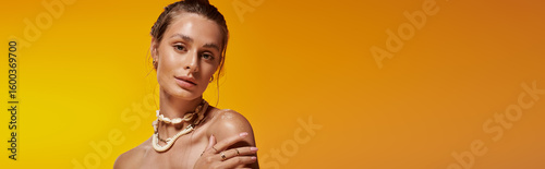Фотография Captivating summer fashion featuring a young woman in a studio setting