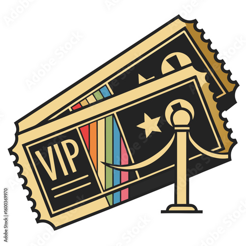 V I P tickets with gold and rainbow accents vip ticket