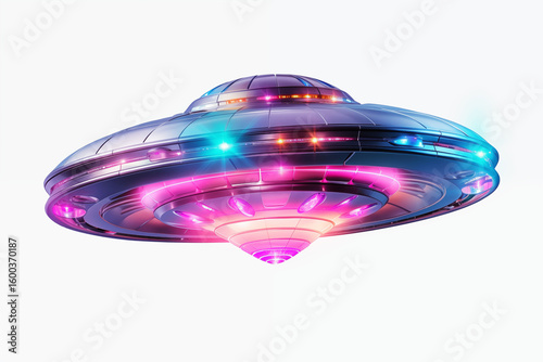 Colorful UFO on white background