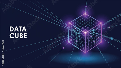 Data Cube and Its Conceptualization: A futuristic and dynamic composition highlighting the essence of data visualization and complex information.
