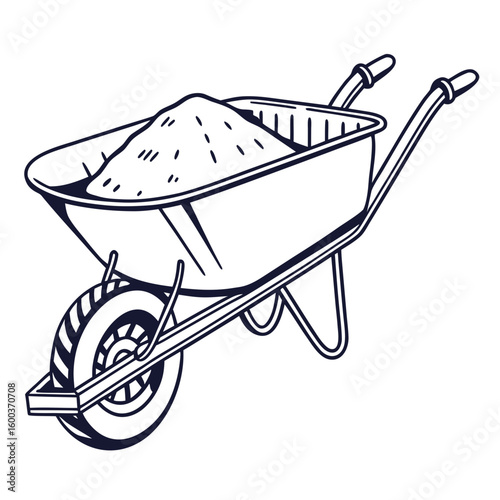 Wheelbarrow filled with dirt construction transport