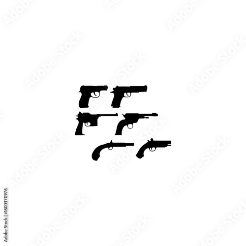 
Collection of handguns silhouette set 