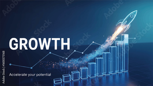 Ascending the Curve: A vibrant graphic of growth, with a rocket blasting off from an upward-trending bar chart. Embodying the concept of progress, acceleration, and achieving potential.