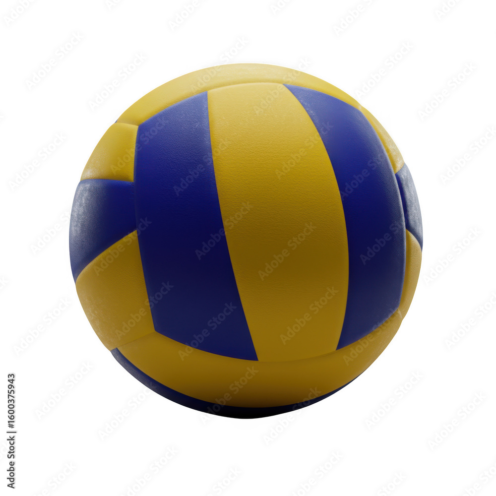 Fototapeta premium Volleyball isolated on transparent background, yellow and blue colors