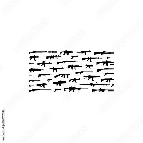 High detailed modern fireweapons silhouettes black vector