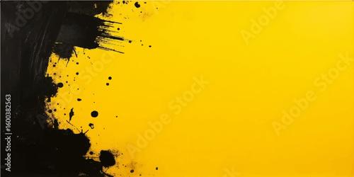 Yellow grunge paint splatter vector illustration with a dirty watercolor texture