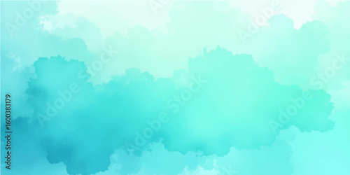 Abstract watercolor background with fluffy clouds and a hint of sunlight