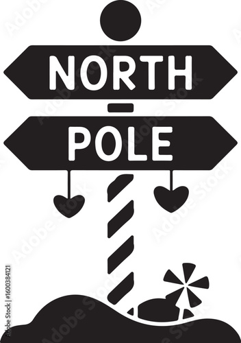 Vintage North Pole Road Sign Illustration

