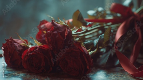 Faded Roses on Marble