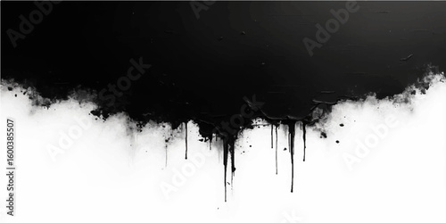 Abstract grunge background with black ink splatters, paint texture, and a dirty vector design