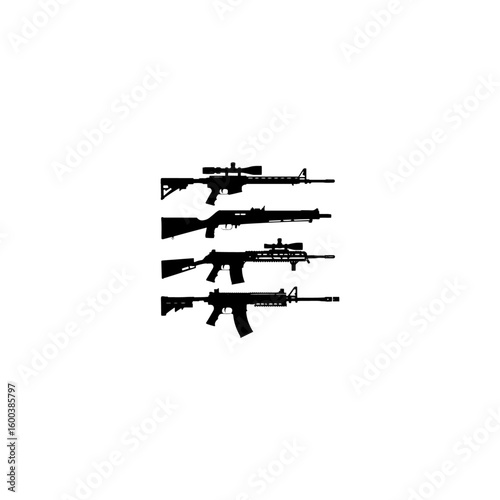 Set of rifle gun silhouette 