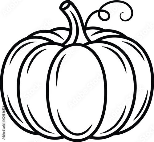 Pumpkin Line Art – Autumn Harvest Vector Illustration for Fall and Thanksgiving Themes