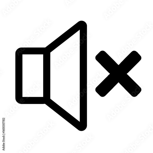 Black and White Mute Speaker or Sound Off Icon - Audio Disabled Symbol