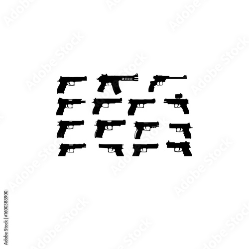 Set of pistols silhouettes 