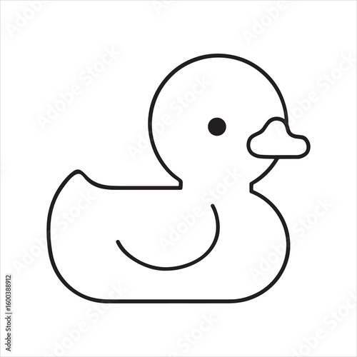 Simple outline drawing of a duck toy on a white background
