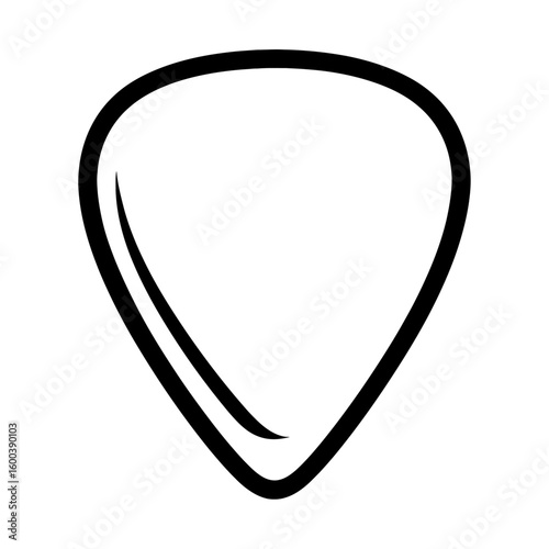 Simple Guitar Pick Line Icon - Essential Accessory for Playing String Instruments and Music Hobbies