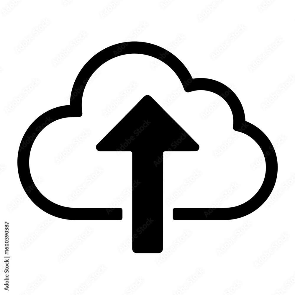 Simple Cloud Upload with Arrow Line Icon - Symbol for Data Transfer and Cloud Storage Simple Cloud Upload with Arrow Line Icon - Symbol for Data Transfer and Cloud Storage