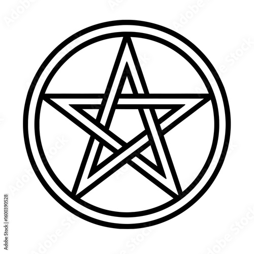 Stylized Pentagram Star Symbol Line Icon - Representing Spirituality, Magic, and Protection