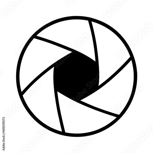 Geometric Camera Shutter or Aperture Line Icon - Photography and Lens Technology Symbol