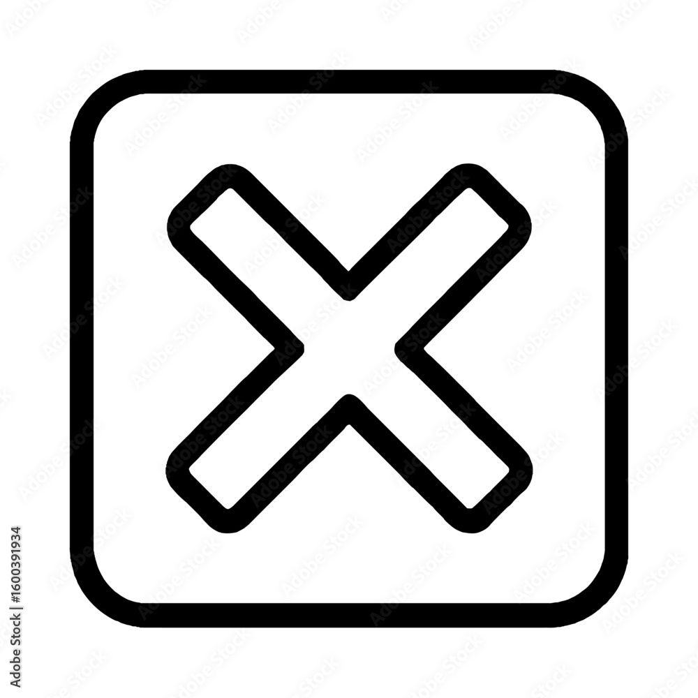 Bold X Mark in Square Box Vector Outline - Close, Delete, or Cancel Icon Bold X Mark in Square Box Vector Outline - Close, Delete, or Cancel Icon