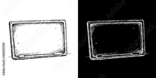 Chalk drawing of a writing board on transparent and black backgrounds - Concept of isolated vector image in two design variants  