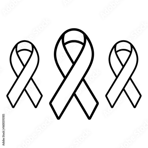 Three Outline Awareness Ribbons