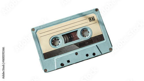 Vintage audio cassette tape music recording retro sound carrier nostalgia eighties old school light blue