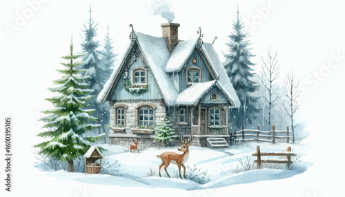 Christmas cottage and a dear