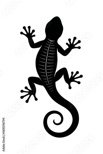 Gecko Lizard Black Silhouette Top View - Reptile Vector Icon