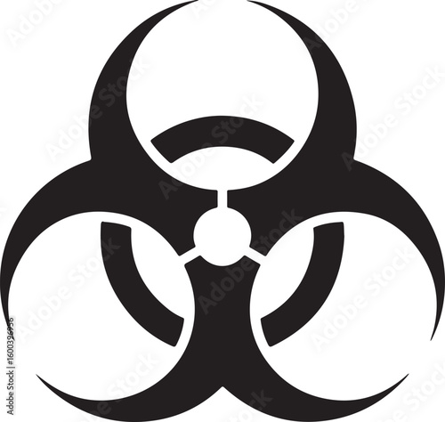 Silhouette vector of biohazard symbol icon, ideal for medical waste signs, lab safety, and hazardous material warnings.