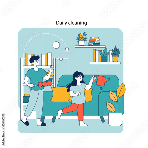 Family days at home. Flat Vector Illustration