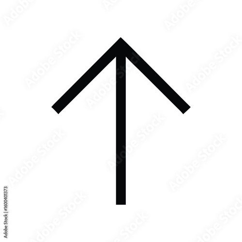 Simple minimalist black arrow pointing upwards direction