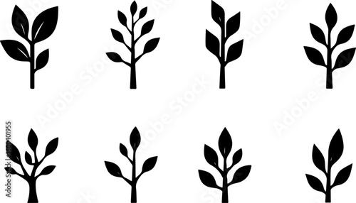 trees, nature, silhouette vector bundle