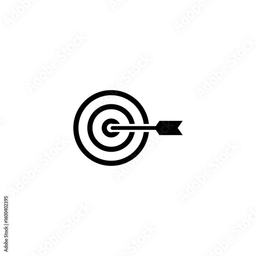 Vector icon of a target with an arrow hitting the center, symbolizing accuracy and goal achievement