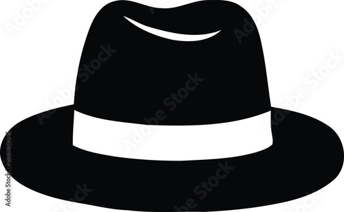 Fedora Hat Silhouette with Wide Brim and Band