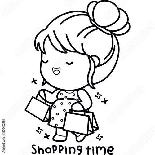 a vector of a pregnant lady shopping