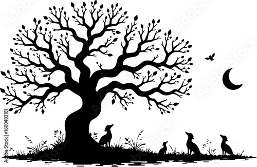 trees, nature, silhouette vector bundle