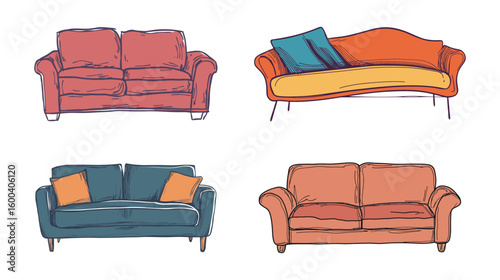 Hand-drawn vector graphic design of hands holding a couch, symbolizing furniture moving, care, support, home interior, and teamwork with a simple and artistic style on white background