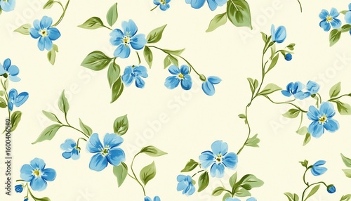 Blue forget me nots flower pattern with white solid background