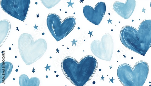 Love shape blue, white and dots color background