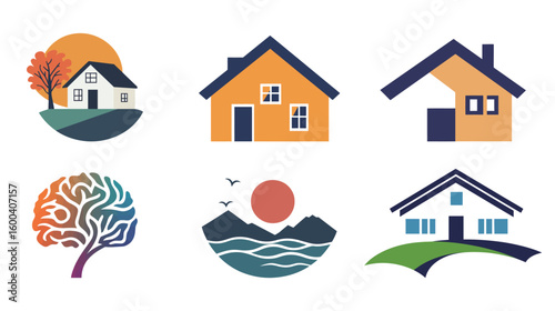 Minimalist home logo vector graphic design featuring a simple house silhouette with clean lines, symbolizing real estate, property, comfort, security, and family in a modern and versatile style 