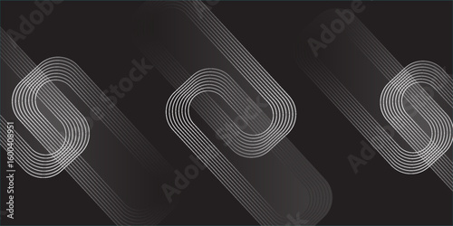 Quadro su tela Abstract geometric background featuring interlinked rounded line shapes forming a seamless diagonal pattern on a dark background